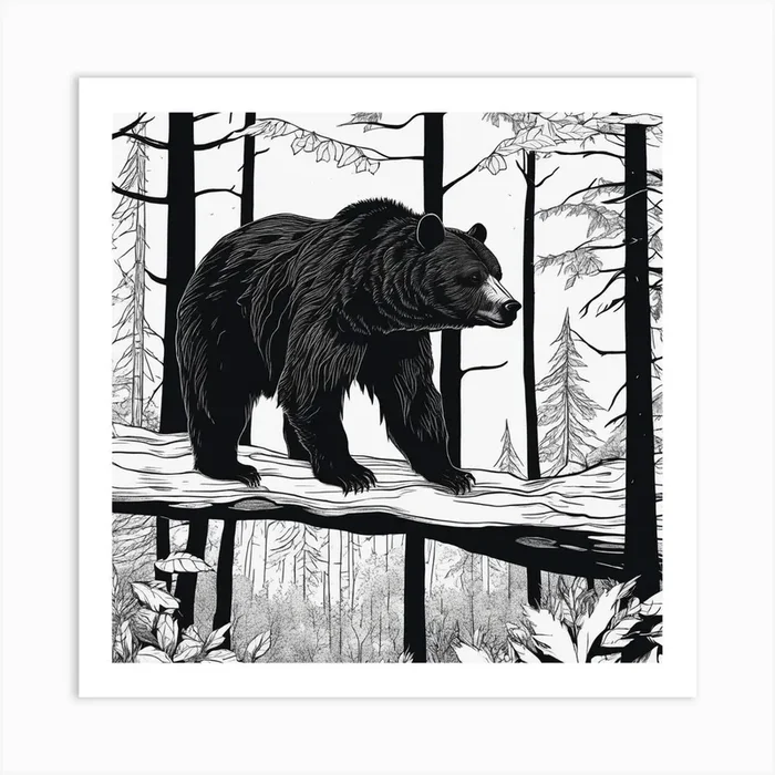 Black Bear In The Woods 2 Art Print by Pat4U