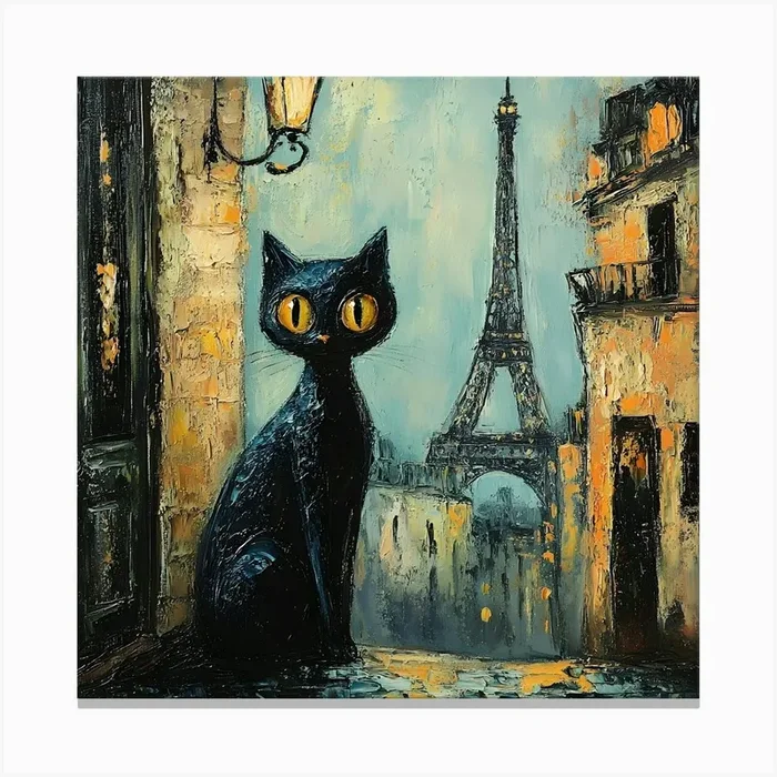 Black Cat In Paris 9 Canvas PrintSC by S.K. Coghlan