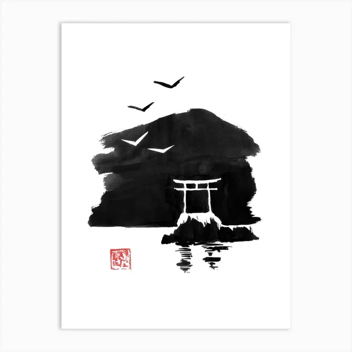 Black Gate Art Print by Pechane Sumie