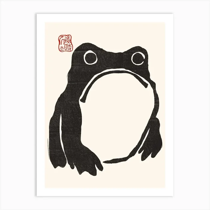 Black Unhappy Frog Art Print by showmemars