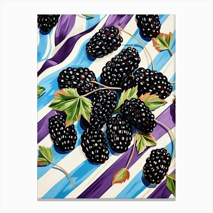 Blackberries Fruit Summer Illustration 1 Canvas Print by Dreamy Seasons Art