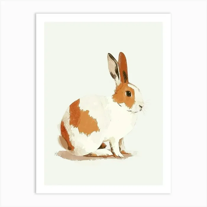 Blanc De Hotot Rabbit Nursery Illustration 3 Art Print by Ritual Art Prints