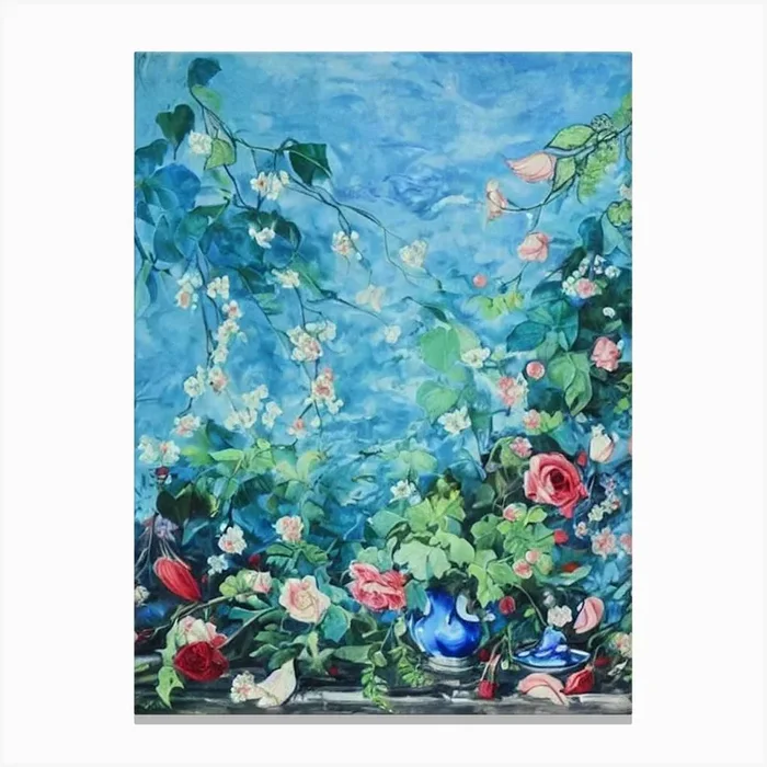 Bleeding Heart Floral Print Bright Painting Flower Canvas PrintPP by Petal Palette