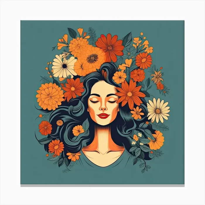 Bloom Body Art Girl Wit Flower Crown 2 Canvas Print by Blossom & Muse