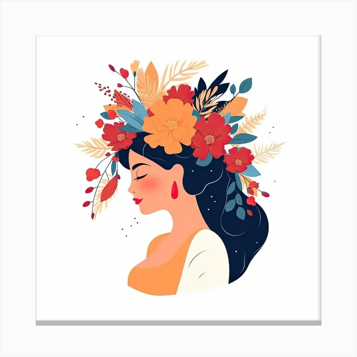 Bloom Body Art Girl Wit Flower Crown Canvas Print by Blossom & Muse