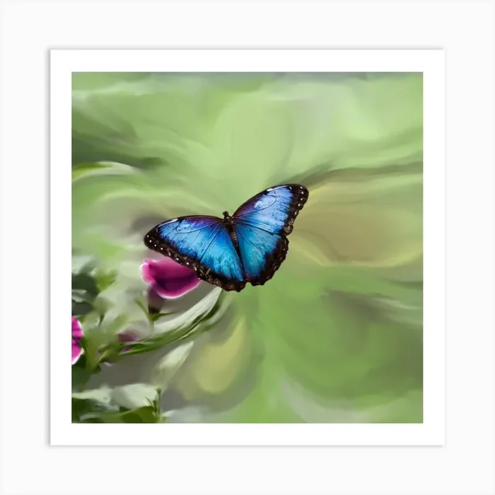 Blue Butterfly Art Print by Super_Art