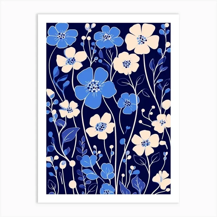 Blue Flower Illustration Gypsophila 4 Art Print by Botanic Studio