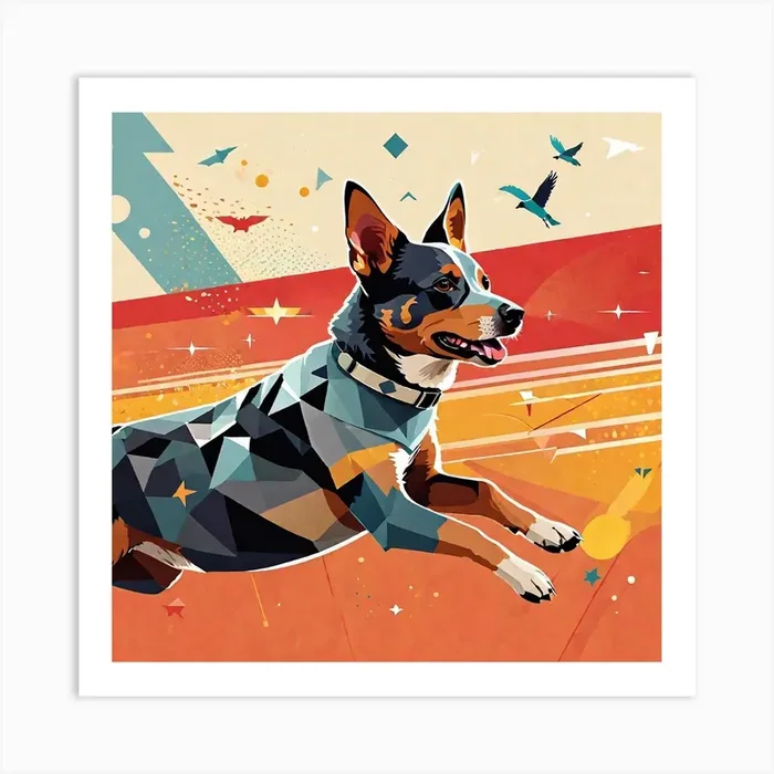 Blue Heeler Out for a Run Art Print by BlueHeelerMama