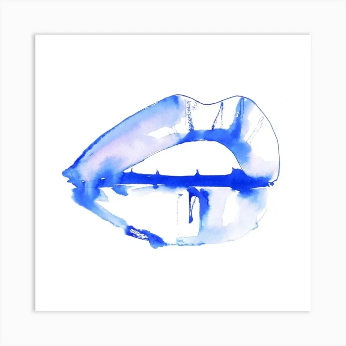 Blue Kiss Square Art Print by Maya Beus