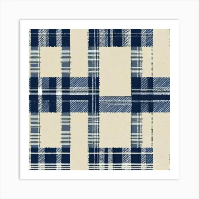 Blue plaid design Art Print by ZCOGRAPHICS
