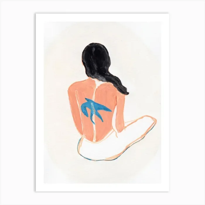 Blue Tattoo Art Print by Guilaine Jeanpierre