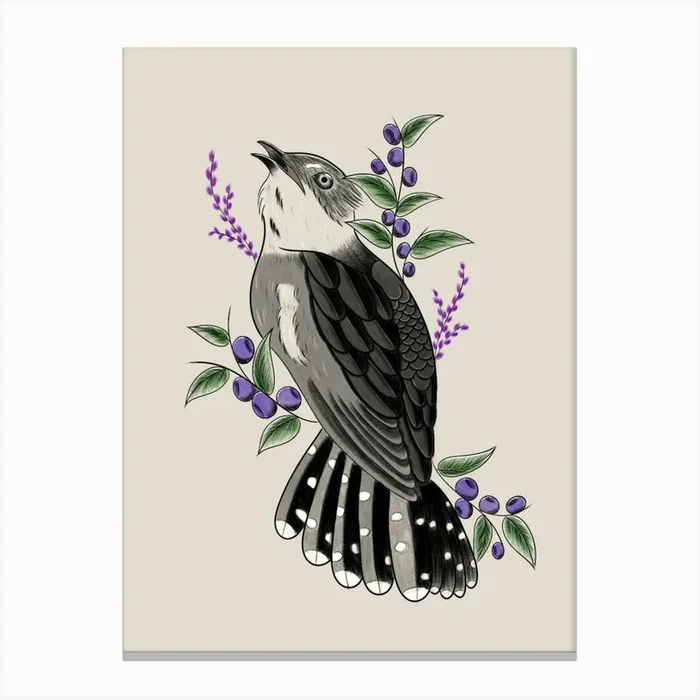 Blueberry Bird Canvas Print by dewgiada