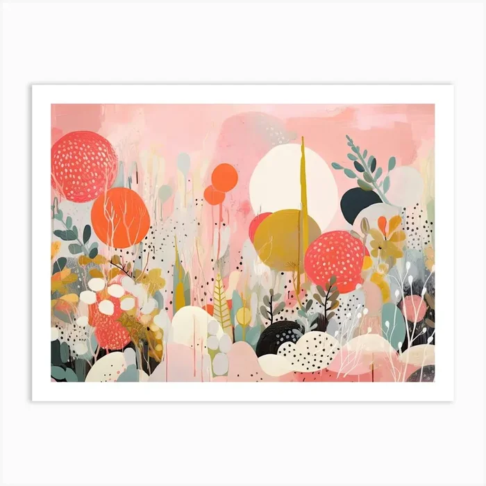 Blush Pink Preppy Abstract Art Print by Banevici