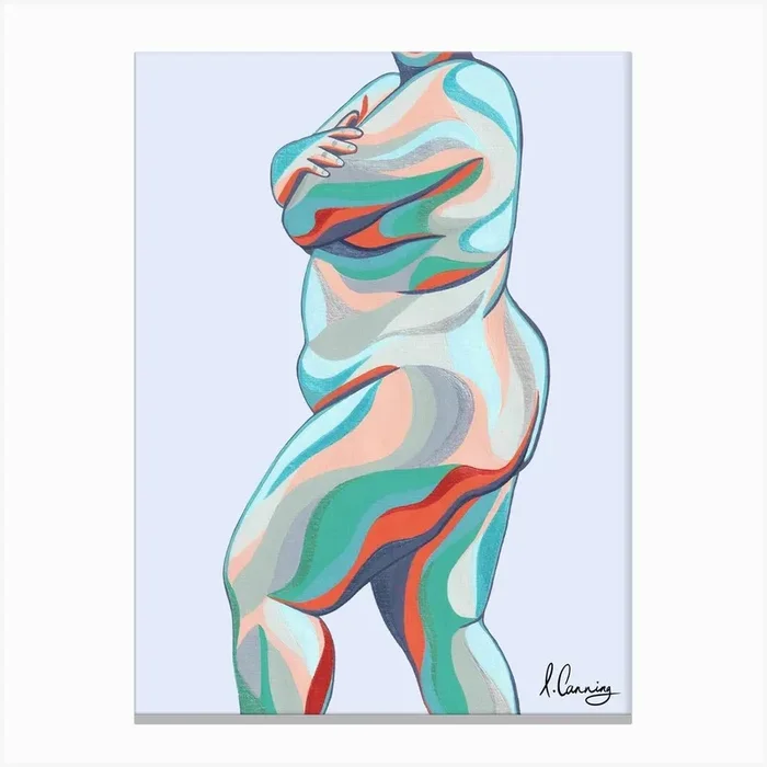 Body Positive Babe With Blue Background Canvas Print by Art by Izzy Canning