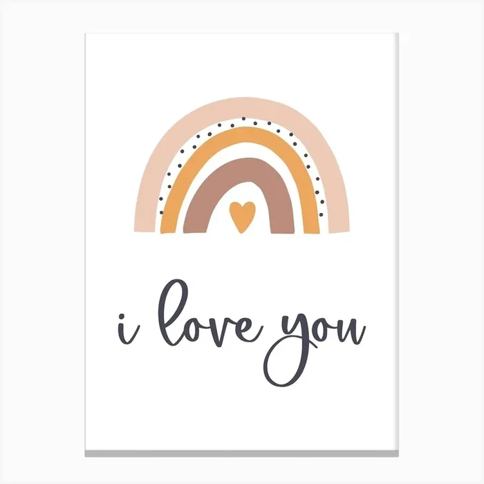 Boho Rainbow, Love Lettering, Baby Canvas PrintC by Cuteanny