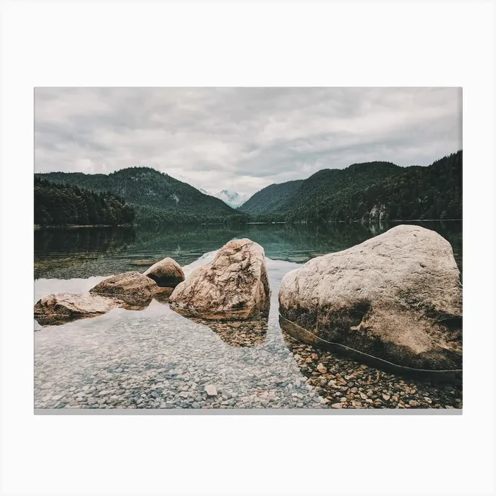 Boulders In Lake Canvas PrintIP by Inkish Prints