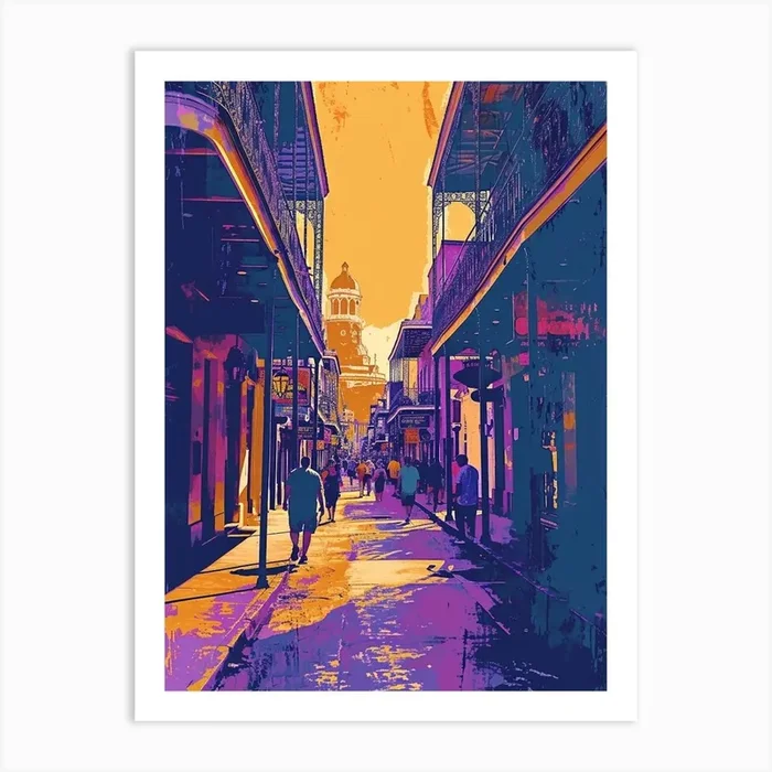 Bourbon Street Retro Pop Art Illustration (3) Art Print by PixelPerfect