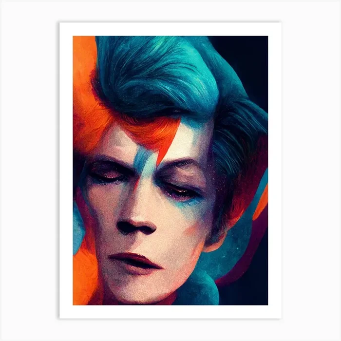 Bowie Moonage Daydream Ziggy Stardust Portrait Art Print by Fusion Designs