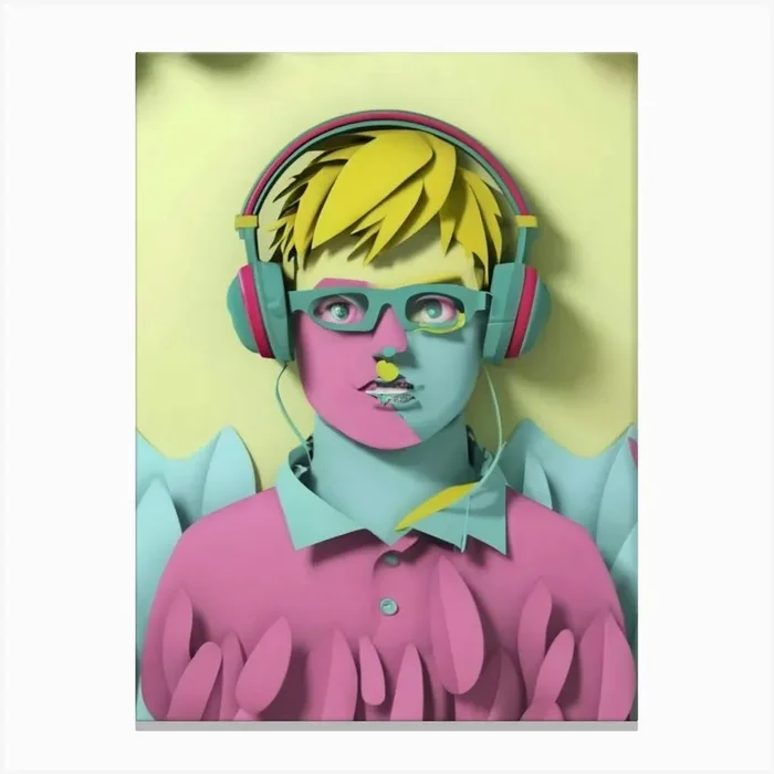 Boy With Headphones 2 Canvas Print by FOX & JAY