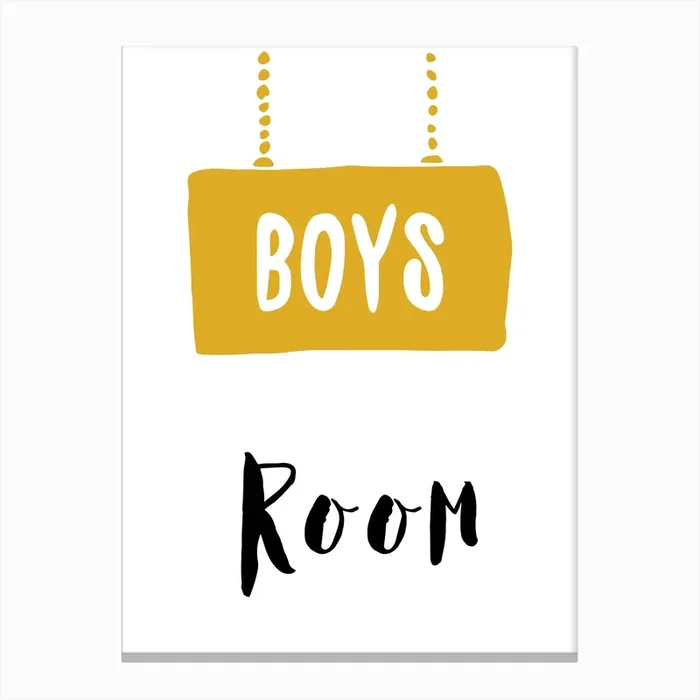 Boys Room Mustard and Black Canvas Print by Nestory UK