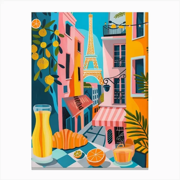 Breakfast In Paris 1 Canvas Print by LeDieg