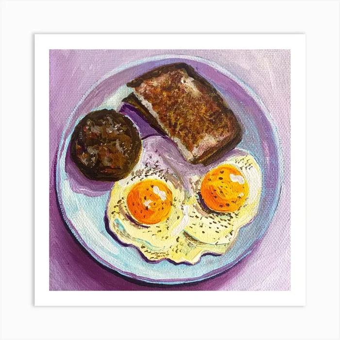Breakfast Square Art Print by Key and Sea Creative