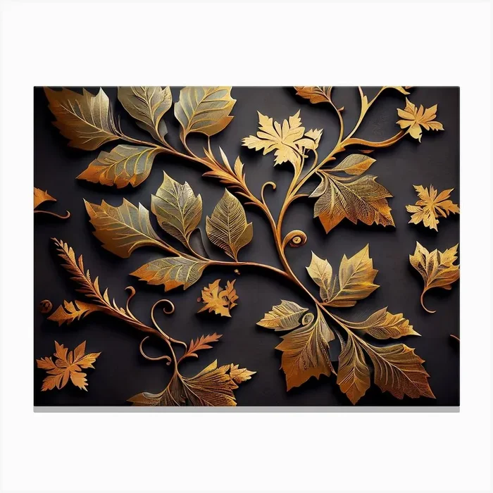 Bronze Vine Leaves Elegant Canvas Print by Artsy Bessy