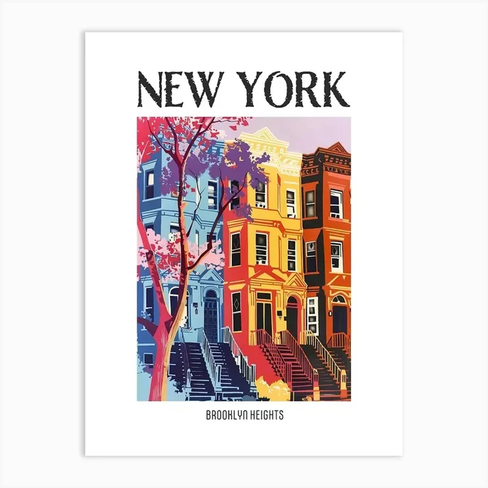 Brooklyn Heights New York Colourful Silkscreen Illustration 2 Poster Art Print by PixelPerfect