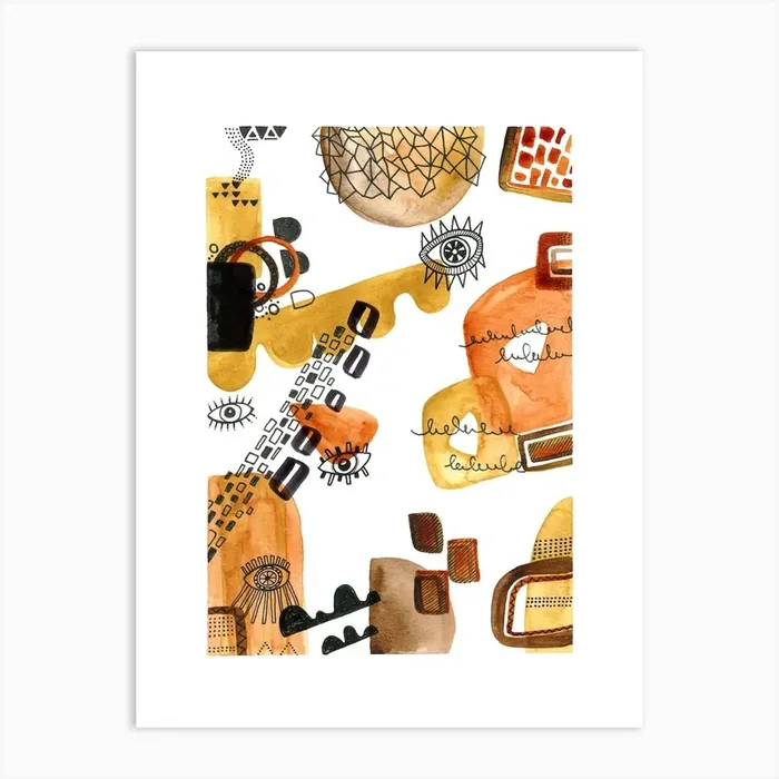 brown eyes abstract painting Art Print by Buntwal