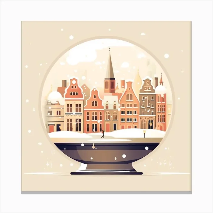 Bruges Belgium 2 Snowglobe Canvas Print by Bon Hiver Prints