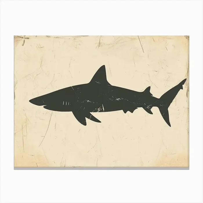 Bull Shark Grey Silhouette 4 Canvas Print by Energy of the Sea
