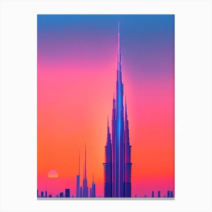 Burj Khalifa Sunset Dreamy Landscape 2 Canvas Print by Breathtaking Sunsets And Sunrises