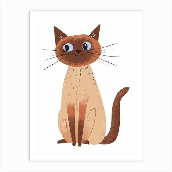 Burmese Cat Clipart Illustration 3 Art Print by Woof and Whiskers