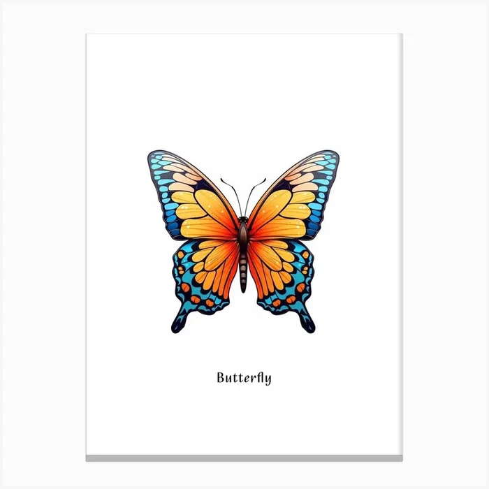 Butterfly Kids Animal Poster Canvas Print by Scribble Studio