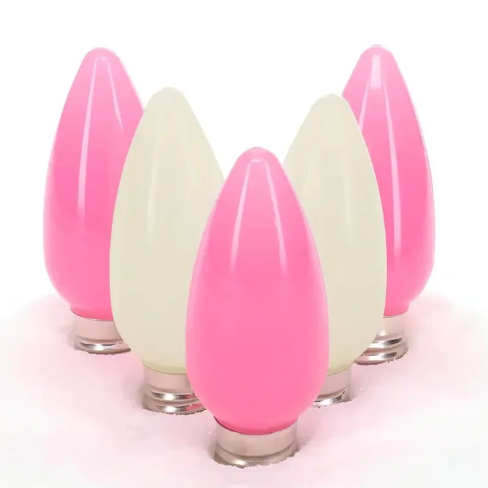 C9 ColorSplash Pink Taffy Warm White, Pink Smooth LED Christmas Light Bulbs