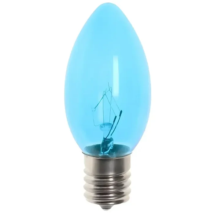 C9 Incandescent Christmas Light Bulbs, Blue, Transparent, Pack of 25 [CLOSEOUT]