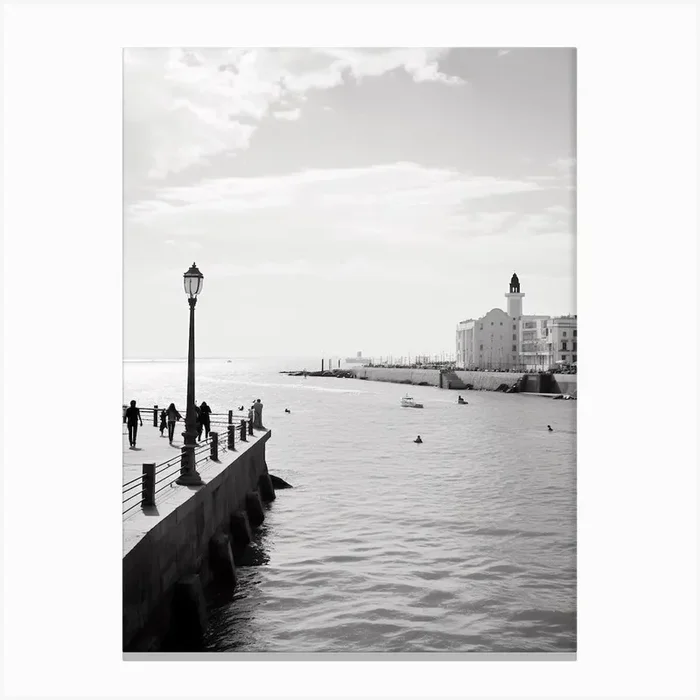 Cadiz Spain Black And White Analogue Photography 1 Canvas Print by Monochrome Vistas