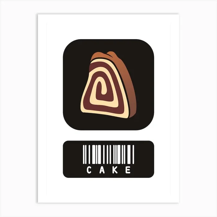 Cake Black White Art Print by Scandinavian Design
