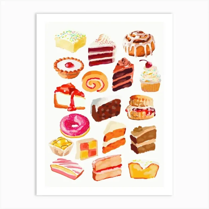 Cakes Art Print by Natalie Cass Art