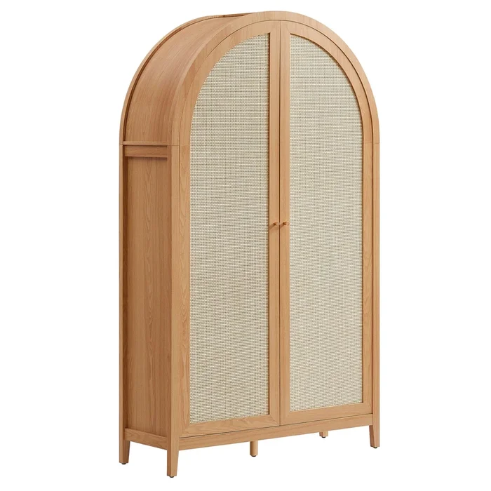 Calista 79 ” Tall Wide Rattan Arched Storage Cabinet
