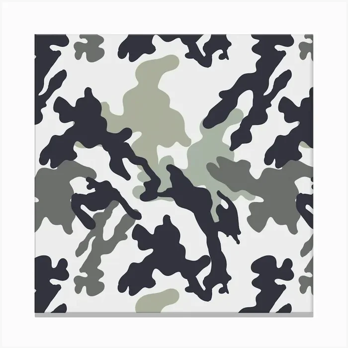 Camo Army Black White Canvas Print by Etnousta