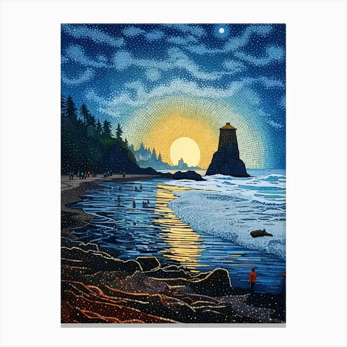 Cannon Beach Washington Retro Pop Art 13 Canvas Print by PixelPerfect