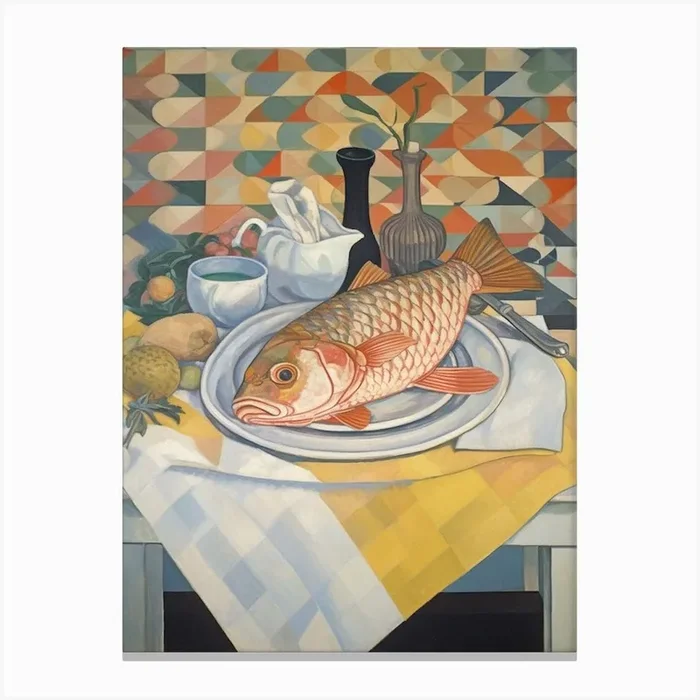 Carp Still Life Painting Canvas Print by Artful Appetite
