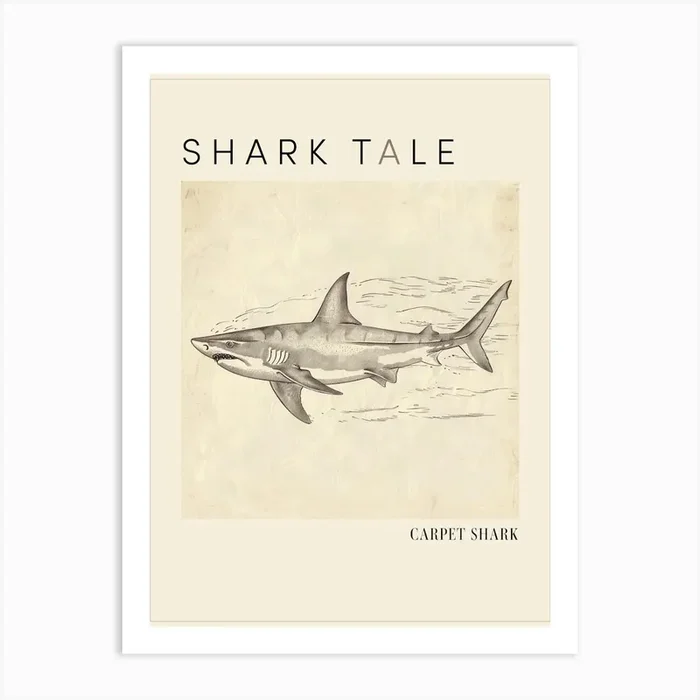 Carpet Shark Vintage Illustration 2 Poster Art Print by Energy of the Sea