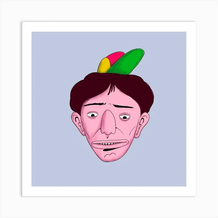 Cartoon Man With Hat Art PrintGS by GI STUDIO