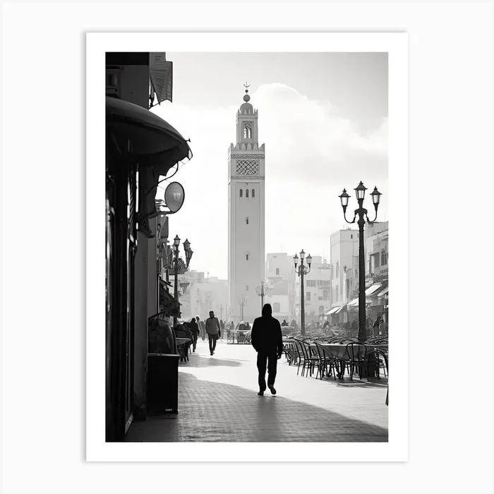 Casablanca, Morocco, Photography In Black And White 1 Art Print by Monochrome Vistas