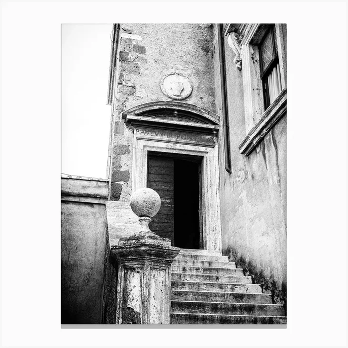 Castel Sant Angelo Door With Stairs In Rome Canvas Print by Diana Van Neck Travel photography