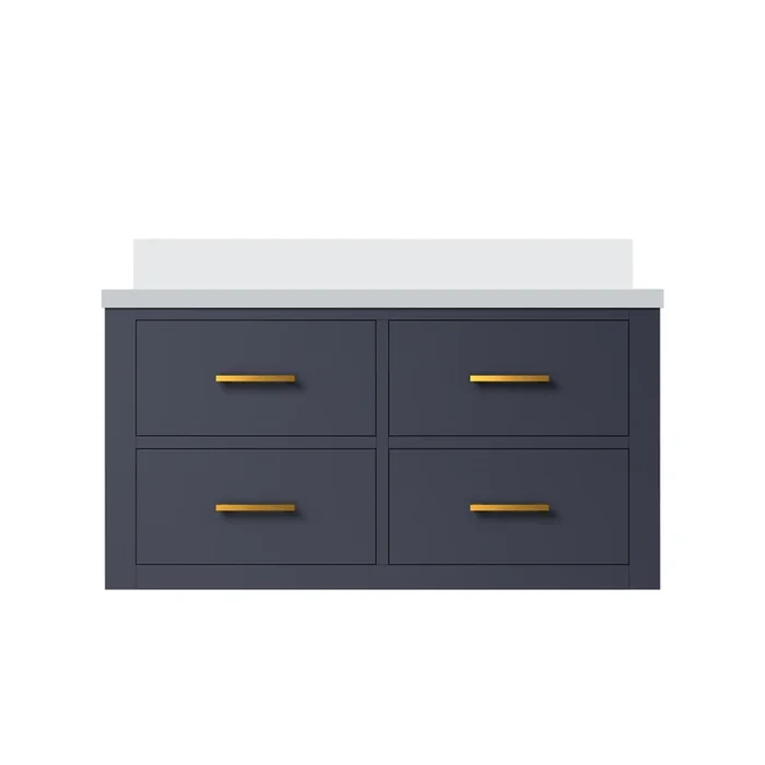 Castor 36 in W x 22 in D Blue Double Bath Vanity and White Quartz Top