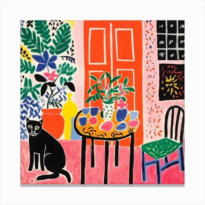 Cat At The Table 12 Canvas Print by FUNNY CATS ETC
