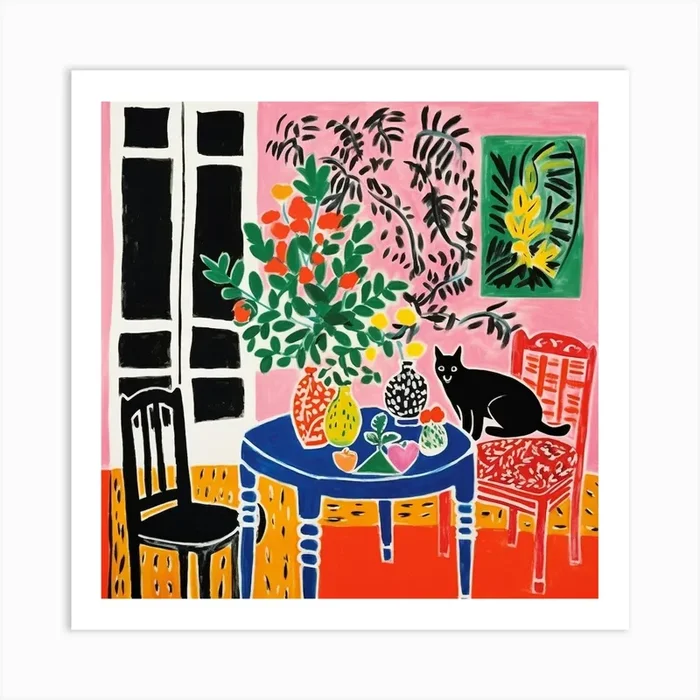 Cat At The Table 3 Art Print by FUNNY CATS ETC
